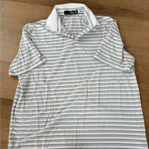 Ralph Lauren RLX Men’s Large White Green and Blue Striped Polo Shirt